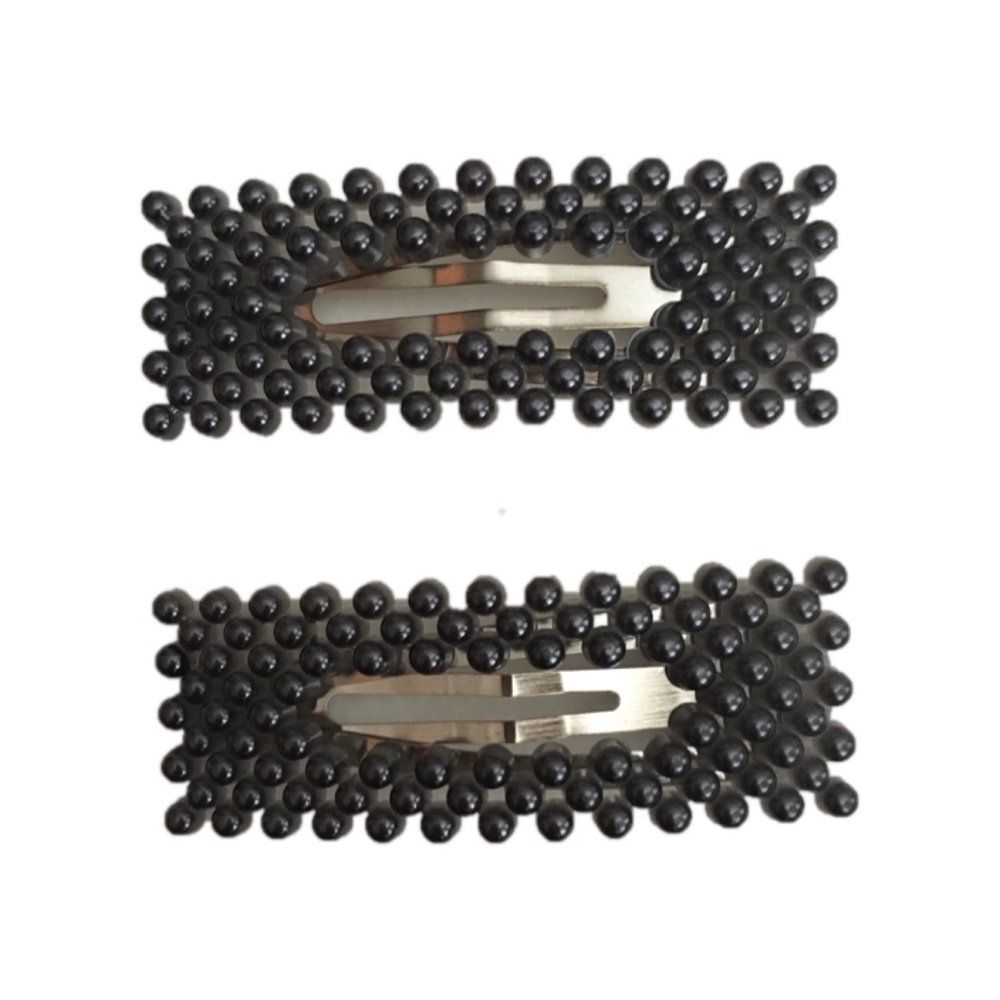 Black Oversized Pearl Barrettes